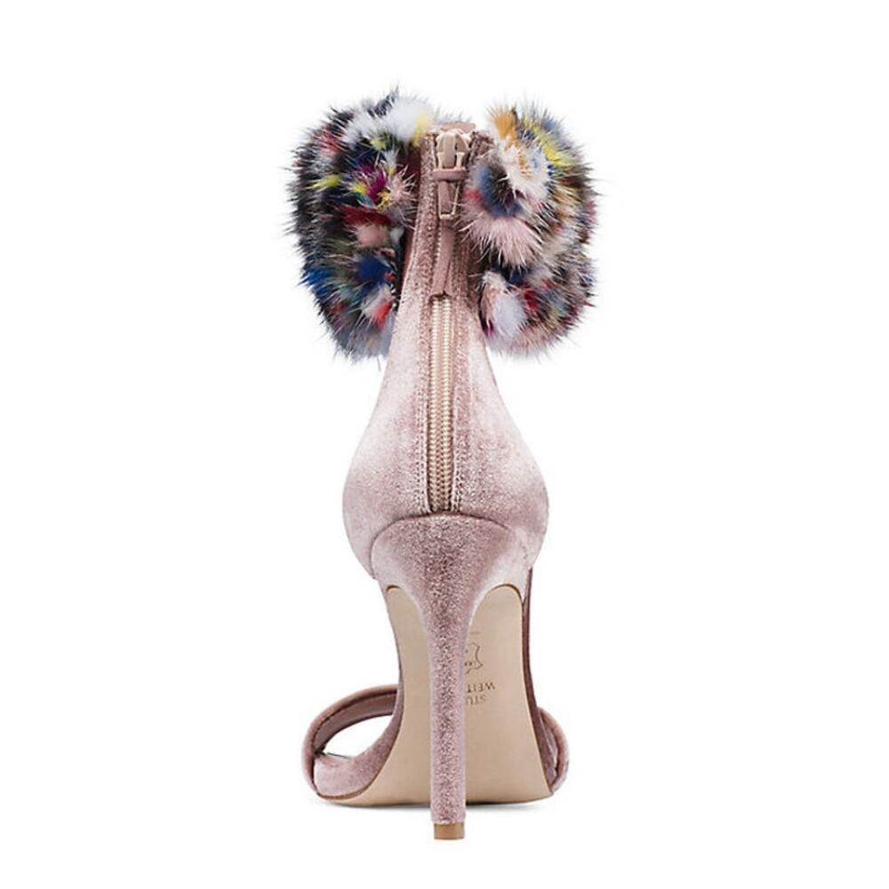 Stuart Weitzman Snowbiz Mink Pink Velvet Stiletto Heel Womens Size 7 - Picture 8 of 15